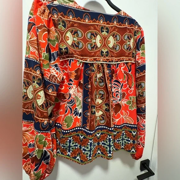 On The Road Red zoro Sleeve Bohemian Blouse - Picture 4 of 7